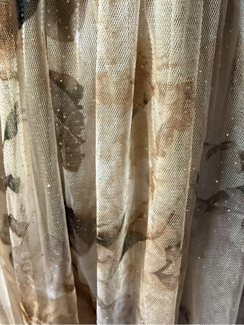 Candalite Petite Medium Floral Off-Shoulder Midi Dress sparkle beige brown fairy - Picture 11 of 16